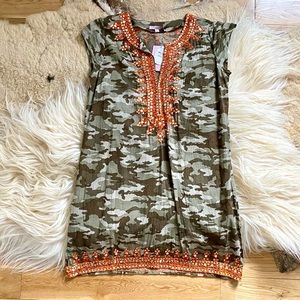 Calypso St Barth Camouflage Embroidered Beach Dress Cover Up